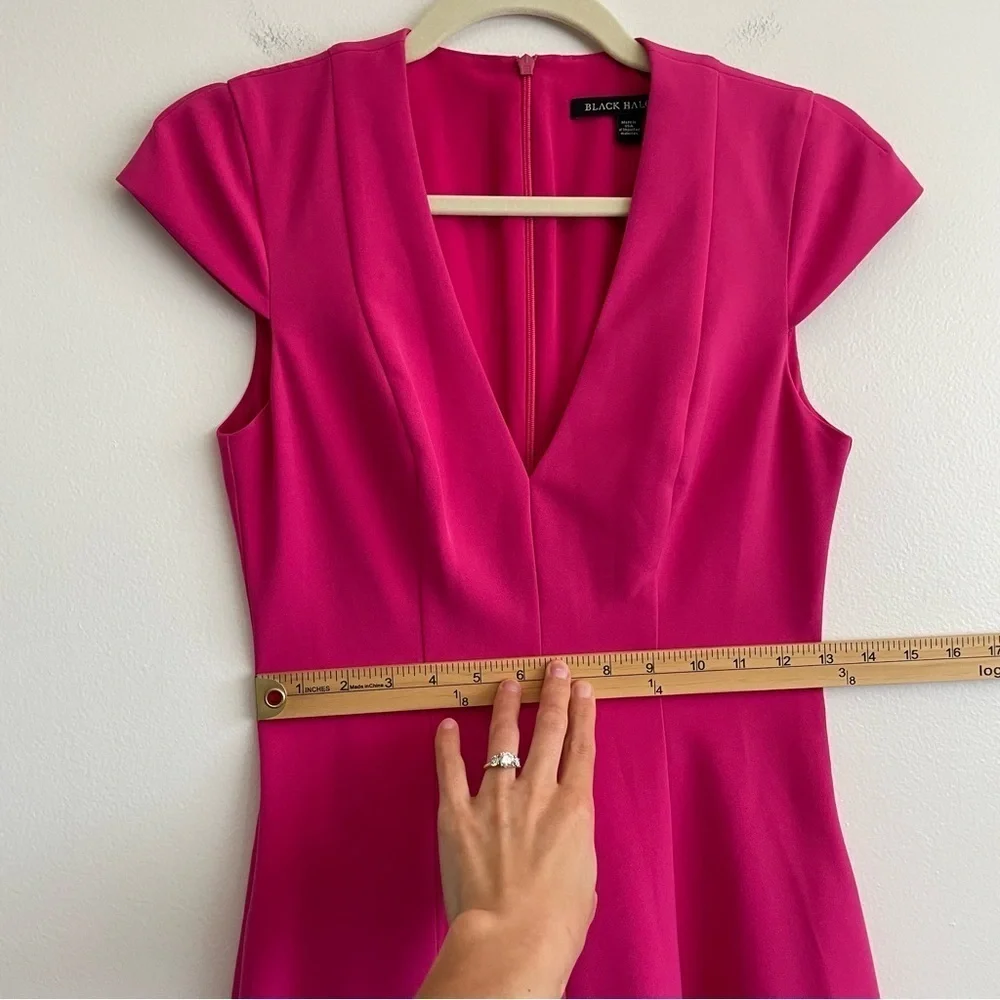 Black Halo Barbie pink fit flare dress women Sz 0 bright neon feminine valentine